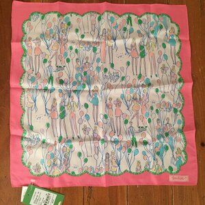Lilly Pulitzer Sutton Square Silk Scarf Resort White Pop NWT